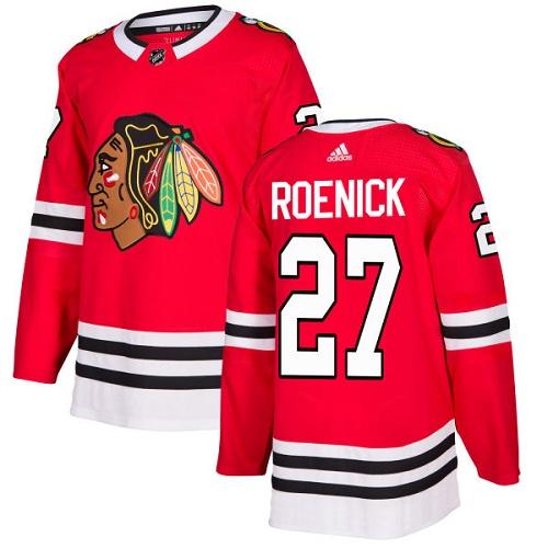 Adidas Blackhawks #27 Jeremy Roenick Red Home Authentic Stitched NHL Jersey - Click Image to Close